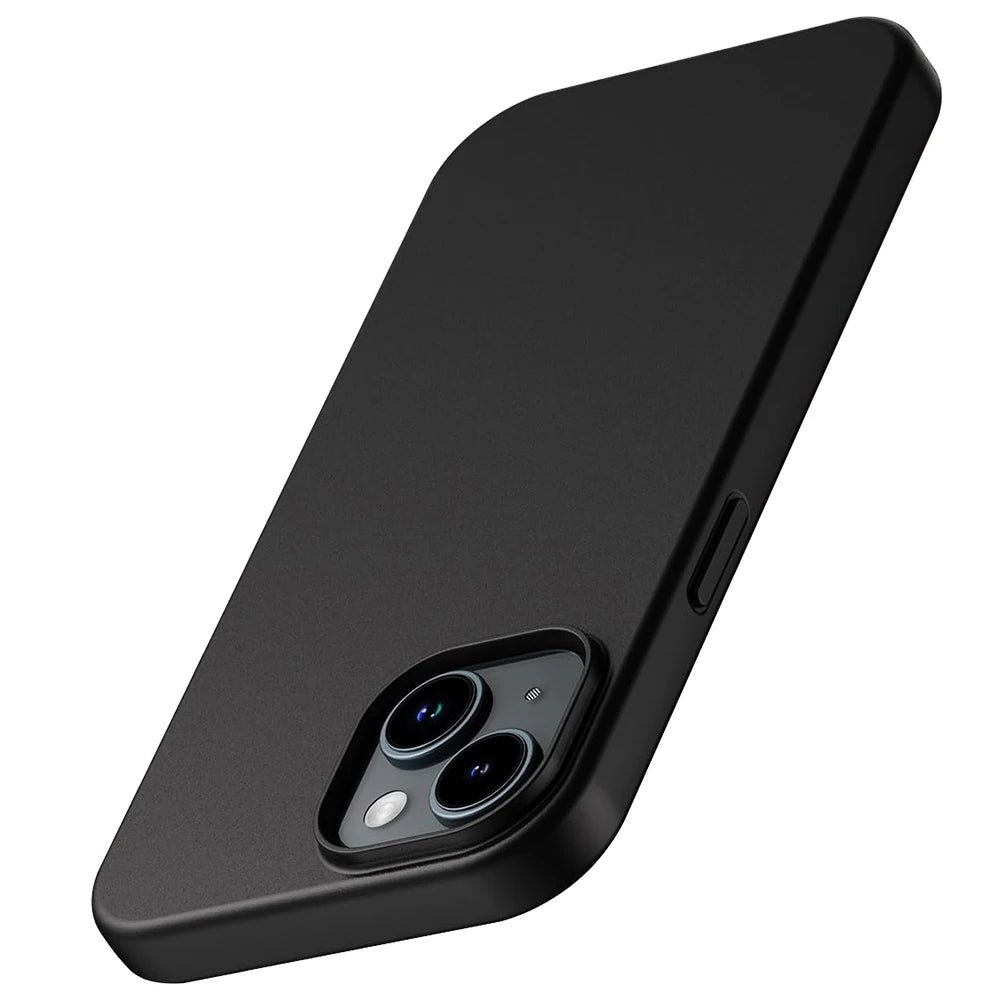 Matte Silicone Soft TPU Case for iPhone 16–7 Series, Luxury Solid Black Cover
