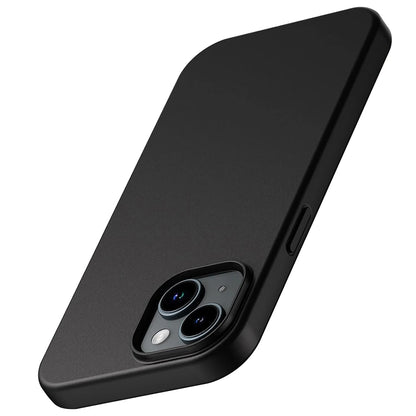 Matte Silicone Soft TPU Case for iPhone 16–7 Series, Luxury Solid Black Cover
