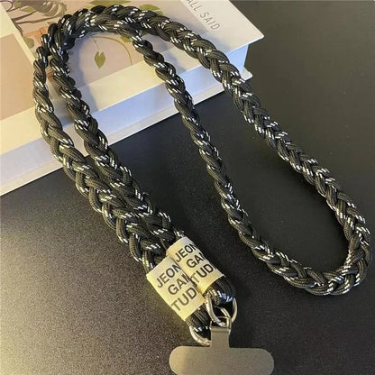 Braided Crossbody Phone Lanyard Strap with Pendant – Women’s Shoulder Cord