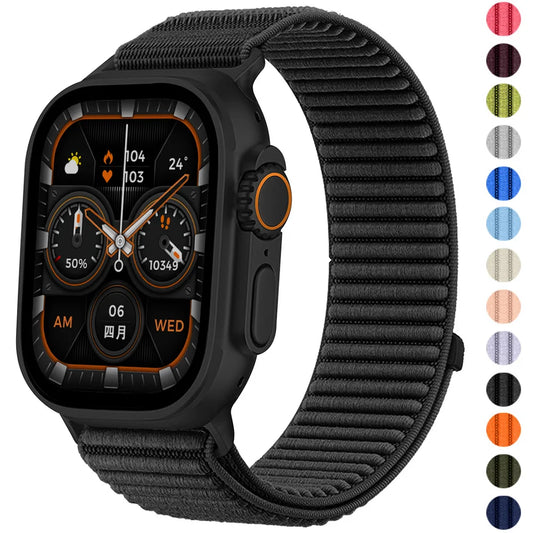 Nylon Braided Sport Strap for Apple Watch Band 10 9 8 SE Ultra 2 49mm–38mm