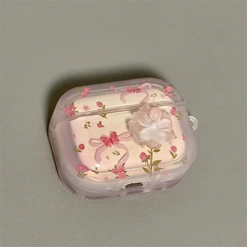 Girl’s Heart & Pink Flower AirPods Case for 4/3/2/1 Pro2 – Bluetooth Cover