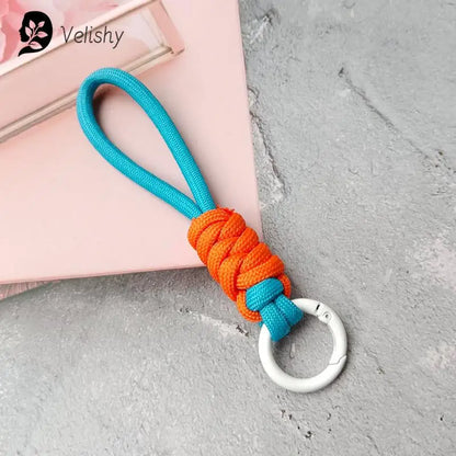 Braided Umbrella Rope Keychain Lanyard – Strong Strap for Keys and Phone Accessories