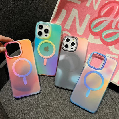 Aurora Gradient Matte Magnetic MagSafe Case for iPhone 16 15 Pro Max Plus