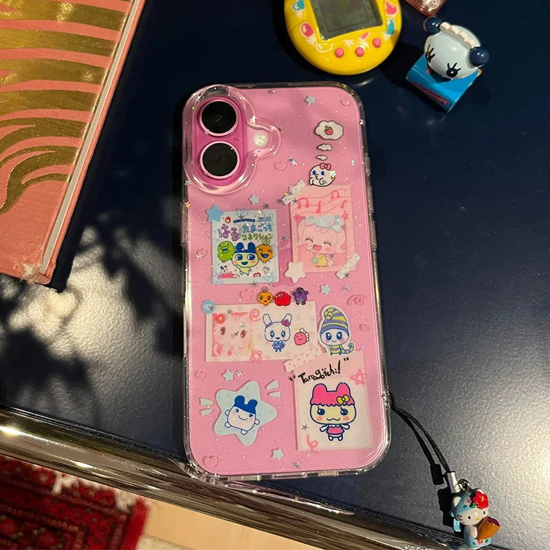 Japanese Anime Kawaii Glitter Cartoon Phone Case for iPhone 16–7 Series
