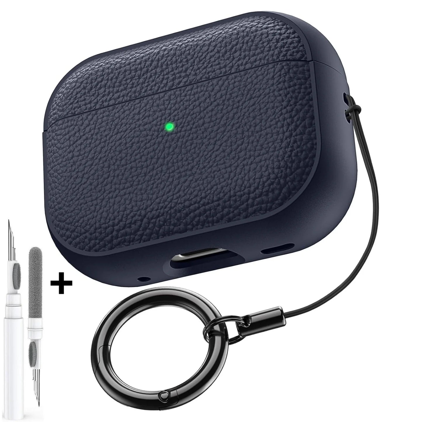 Leather Pattern TPU Case for AirPods Pro 3 – Full Protection with Keychain