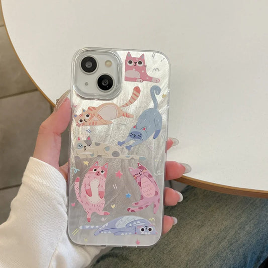 Cute Kitten Graphic Phone Case for iPhone 15 14 13 12 11 SE X XR XS Max