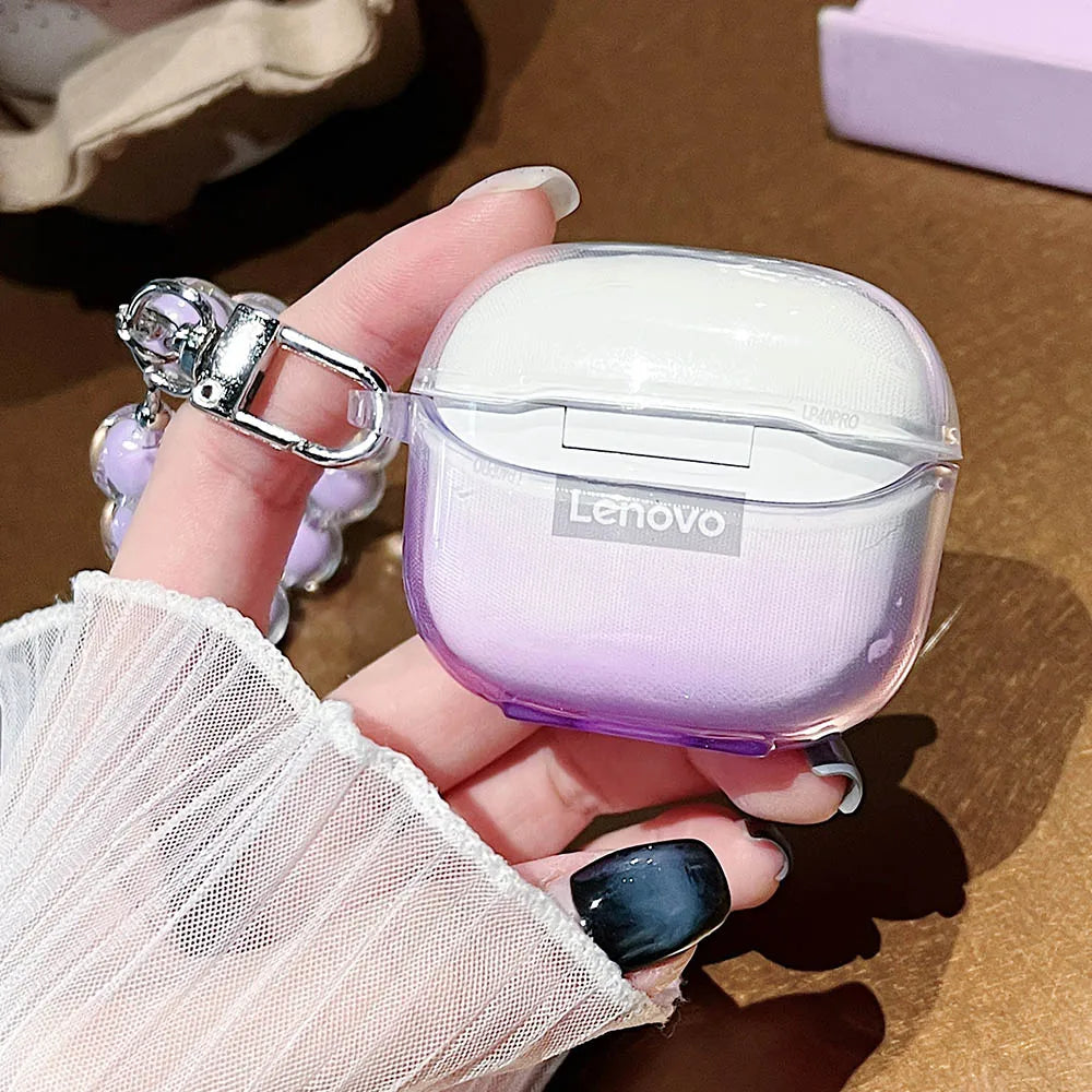 Korean Floral TPU Case for Lenovo LP40 Pro/LP40S | Clear Cover with Beaded Charm