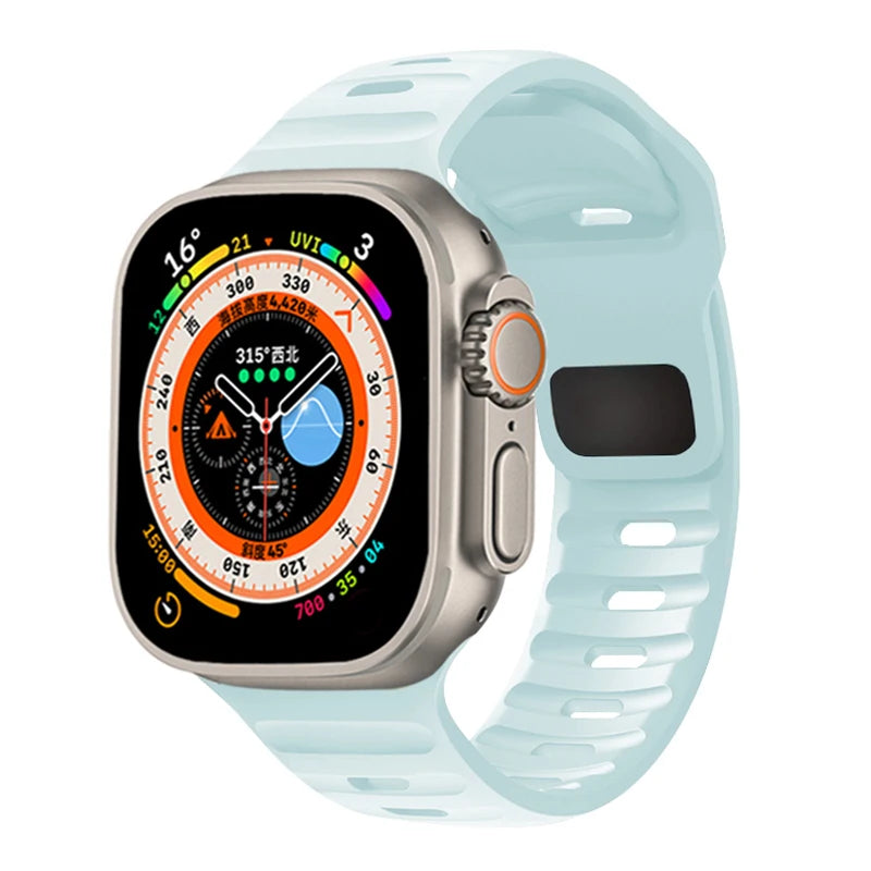 Sport Silicone Strap for Apple Watch Ultra 3/2 and Series 11–6, SE3 (49–40mm)