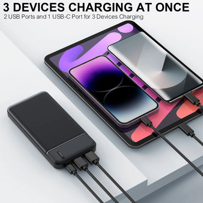 10000mAh Portable Power Bank PD 22.5W Slim Battery Pack with 3 Outputs & 2 Inputs