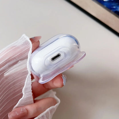 3D Bow Wave Pink Floral AirPods Case for 1, 2 & Pro with Keychain Cover