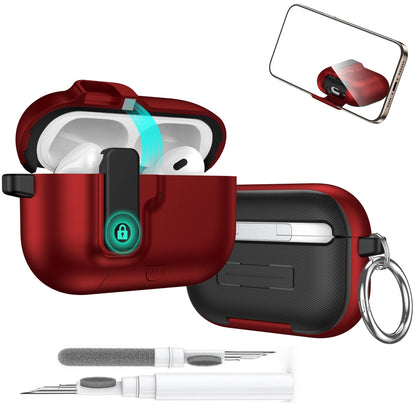 AirPods Pro 3 Protective Case with Stand, Cleaner & Magnetic Lock – Sand Stone