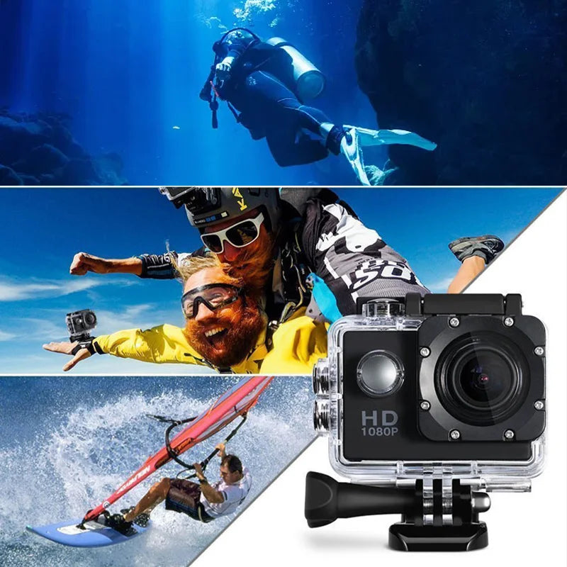 Full HD 1080P Waterproof Sports Camera | Mini Action Cam with Accessories