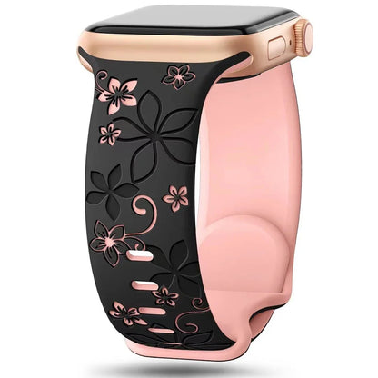 Engraved Silicone Band for Apple Watch Ultra SE 9 8 7 6 – Women’s Strap