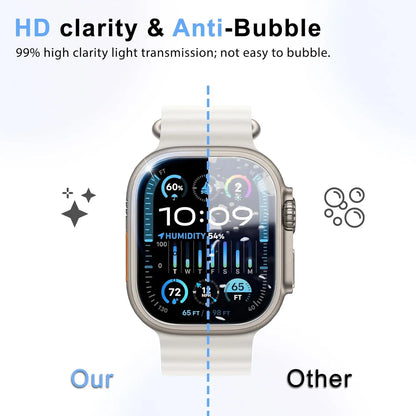 Tempered Glass Film for Apple Watch Ultra 3/2/1 49mm Screen Protector Bumper