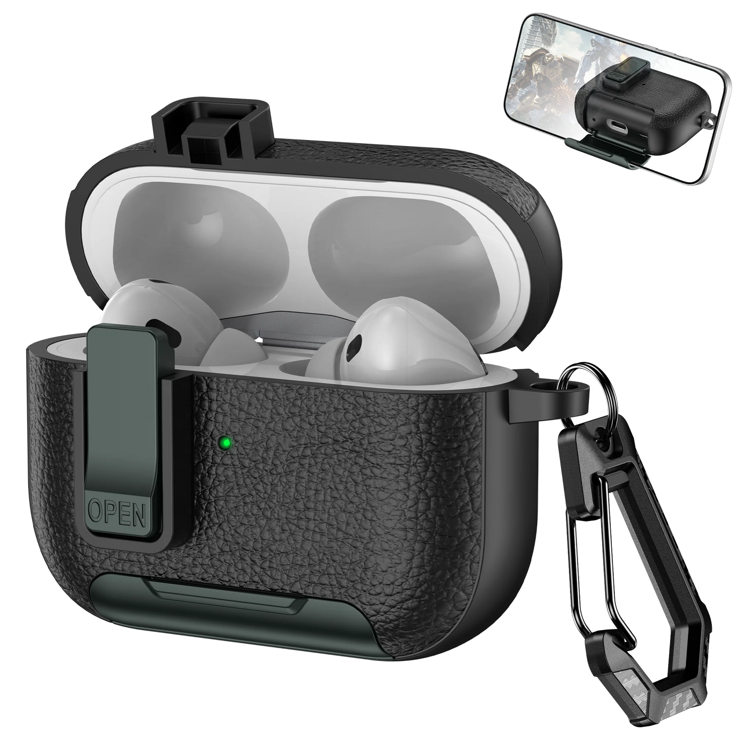 Cortex Phone Holder Case – Protective Cover with Hook for AirPods 1–4 & Pro Series