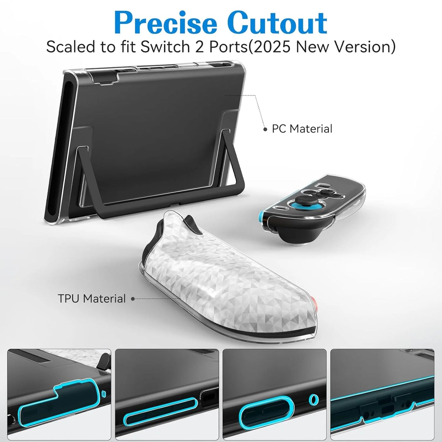 PC+TPU Clear Crystal Protective Case for Switch 2 Joy-Con Anti-Scratch Shell