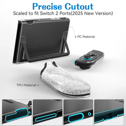 PC+TPU Clear Crystal Protective Case for Switch 2 Joy-Con Anti-Scratch Shell