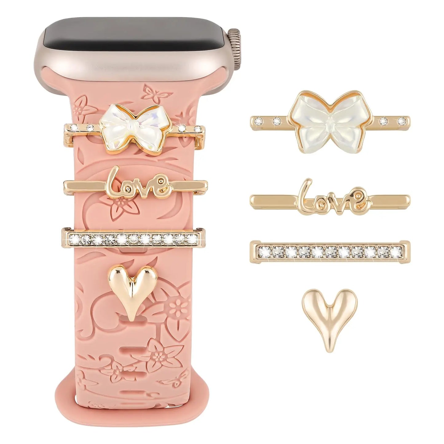 Diamond Metal Charms for Apple Watch Band Bling Rings for iWatch Series 9-6 SE