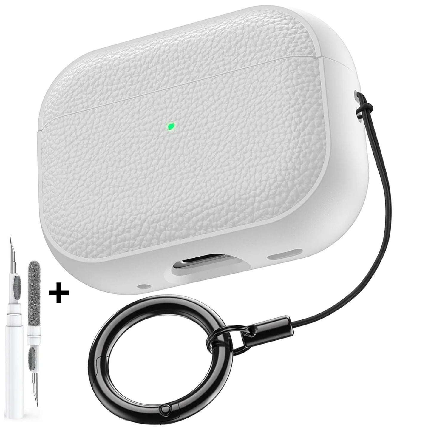 Leather Pattern TPU Case for AirPods Pro 3 – Full Protection with Keychain