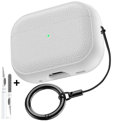 Leather Pattern TPU Case for AirPods Pro 3 – Full Protection with Keychain