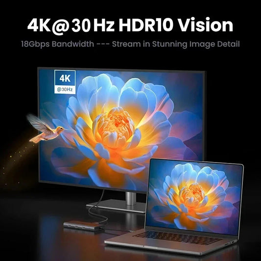 10-in-1 USB-C Hub Docking Station with 4K HDMI, PD100W, RJ45 Ethernet