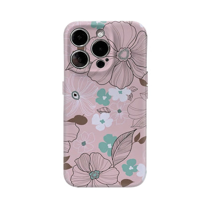 Pastel Floral Case for iPhone 17 16 15 14 13 12 Pro Max Plus Double-Layer