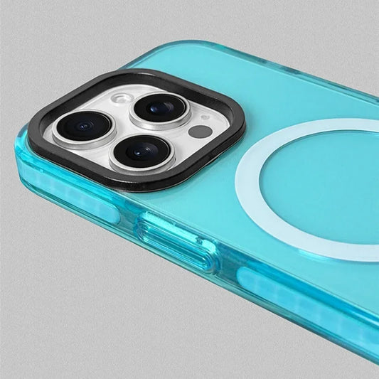 Transparent Neon MagSafe Phone Case for iPhone 16/15 Pro Max