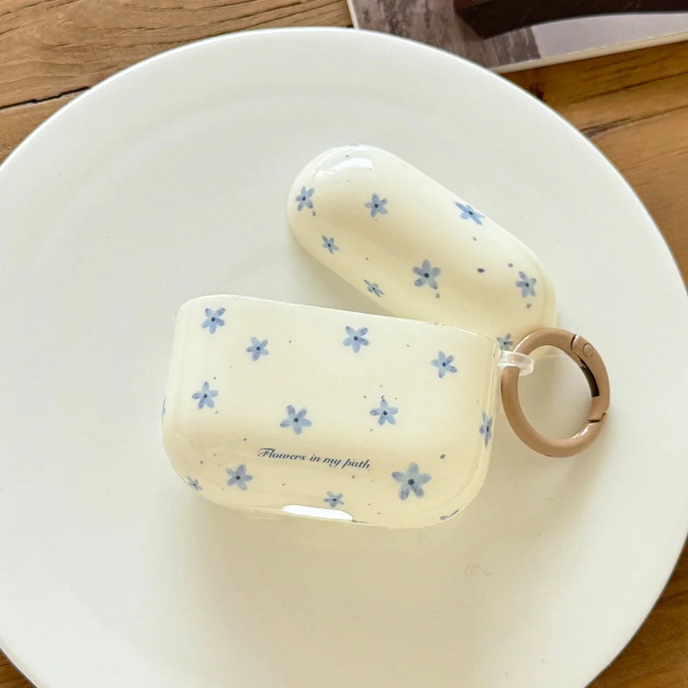 Spring Fresh Blue Flower INS Soft Case for AirPods 4, Pro 2, and 3rd Gen