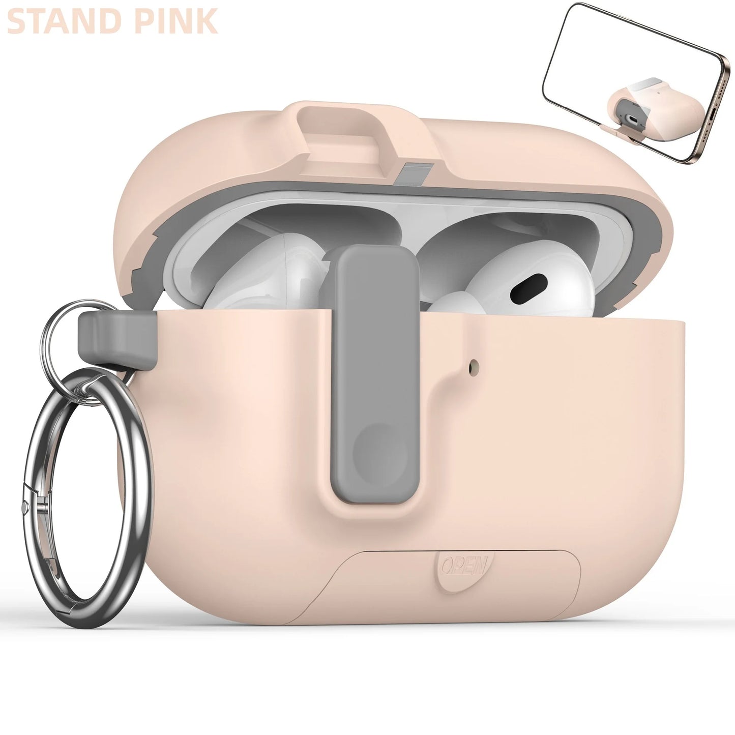 Shockproof Case with Phone Holder for AirPods Pro 3 | Lock & Keychain Cover