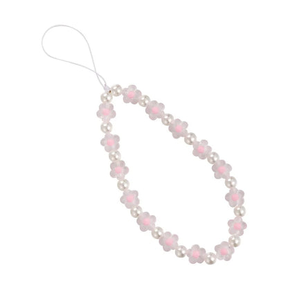 Colorful Resin Flower Phone Charm – Pearl Bead Strap for Any Case