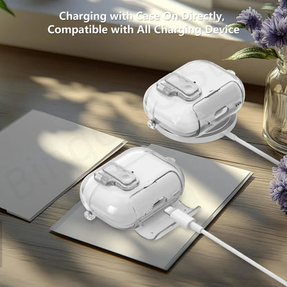 2025 Clear Magnetic Lock Case for AirPods Pro 3 with Stand & Cleaning Kit
