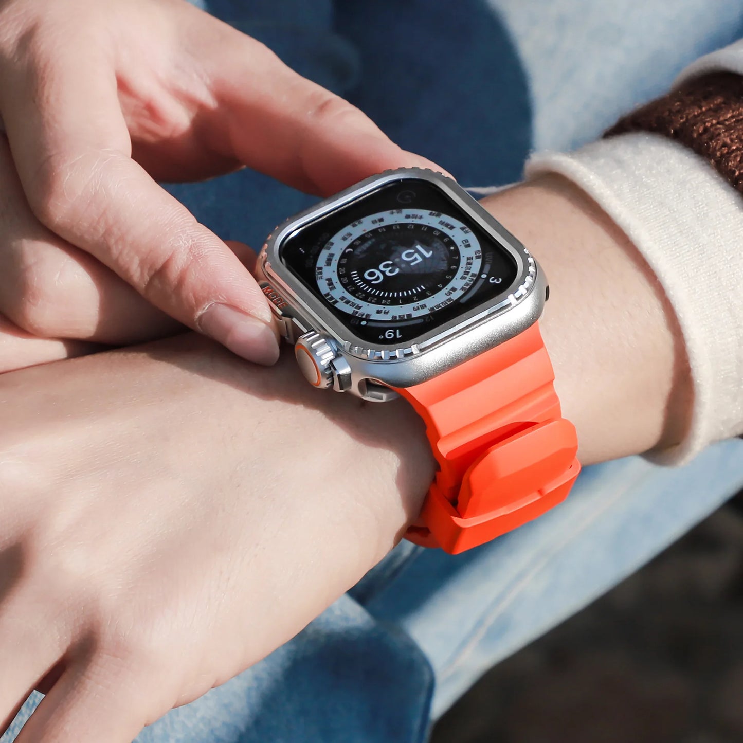 Fluorescent Silicone Bracelet for Apple Watch Series 4–10 & Ultra 2