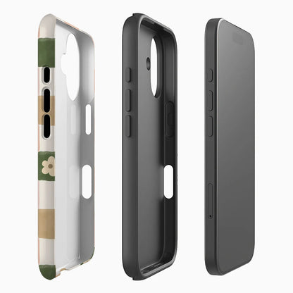 Flowers Checkerboard Case for iPhone 17 16 15 14 13 Pro Max Plus Double-Layer