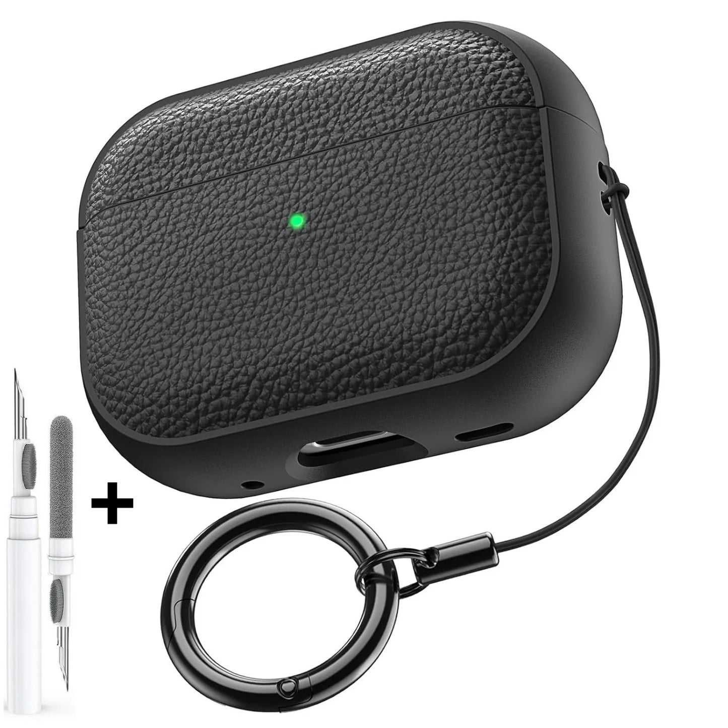 Leather Pattern TPU Case for AirPods Pro 3 – Full Protection with Keychain