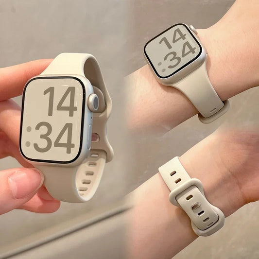 Slim Silicone Sport Strap for Apple Watch 38-49mm Series 3 to Ultra 2
