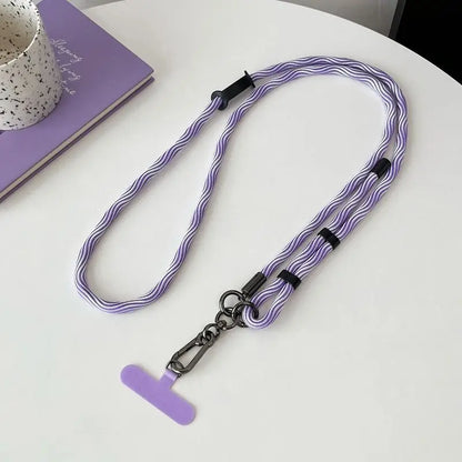 Purple Adjustable 150cm Crossbody Phone Lanyard Strap with Clip
