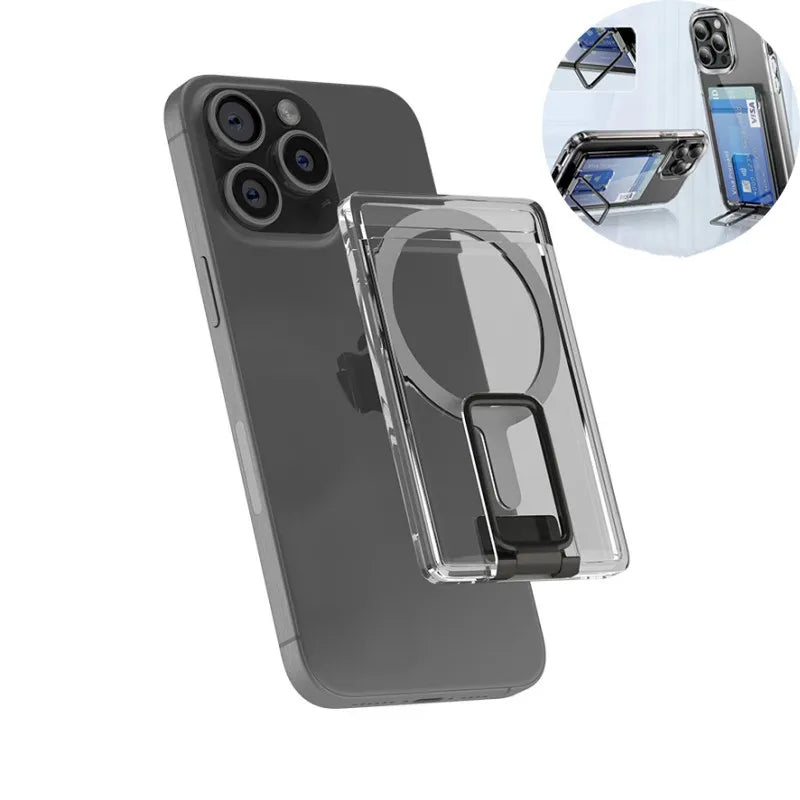 Clear MagSafe Card Holder Wallet Case for iPhone 16 15 14 13 12 Pro Max