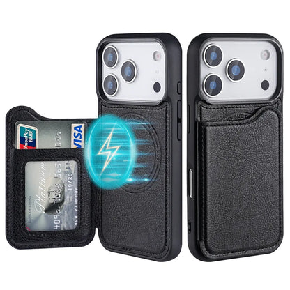 MagSafe Flip Leather Wallet Case for iPhone 17 Air 16 15 14 13 12 Pro Max