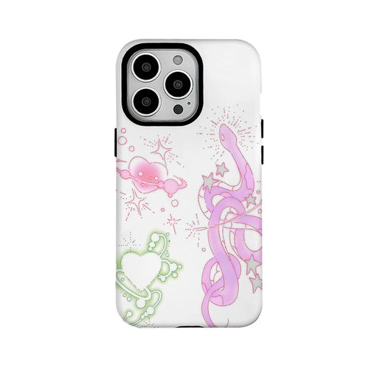 Pink Love Graffiti MagSafe Case for iPhone 11–16 Pro Max – Acrylic + TPU