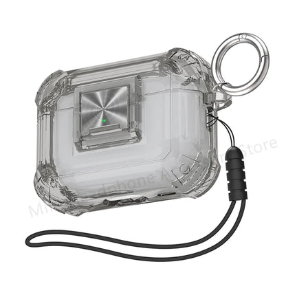 Transparent Lock Case for AirPods Pro 1 2 3 with Lanyard & Keyring