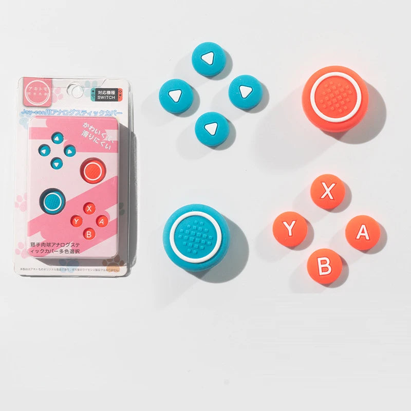 Silicone D-Pad & ABXY Key Stickers for Switch OLED | Joy-Con Grip Cap Set