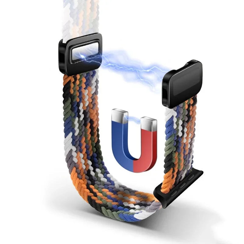 Braided Strap for Apple Watch Ultra 2 & Series 9–3, Magnetic Buckle Band 49–38mm