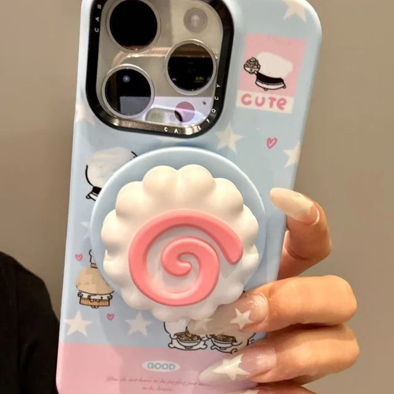 Cute Fish Cake MagSafe Grip Holder Ring Stand for iPhone 15 16