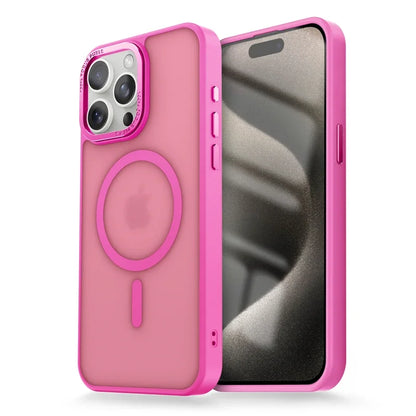 Matte Transparent MagSafe Case with Metal Lens Ring for iPhone 14 Pro Max/Plus