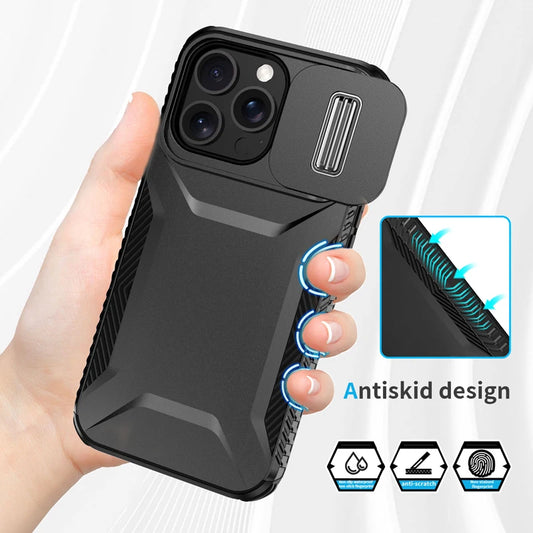 Military Grade Slide Camera Armor Case for iPhone 16 15 14 13 Pro Max
