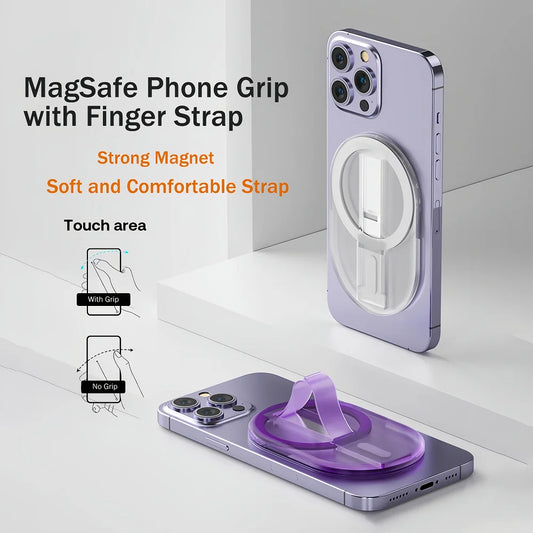 MagSafe Magnetic Phone Grip Strap & Stand for iPhone 15/14/13/12 Series