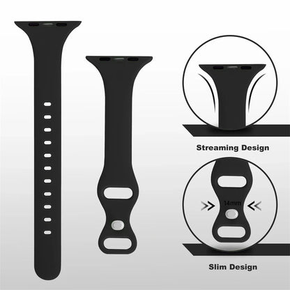 Slim Silicone Sport Strap for Apple Watch 38-49mm Series 3 to Ultra 2