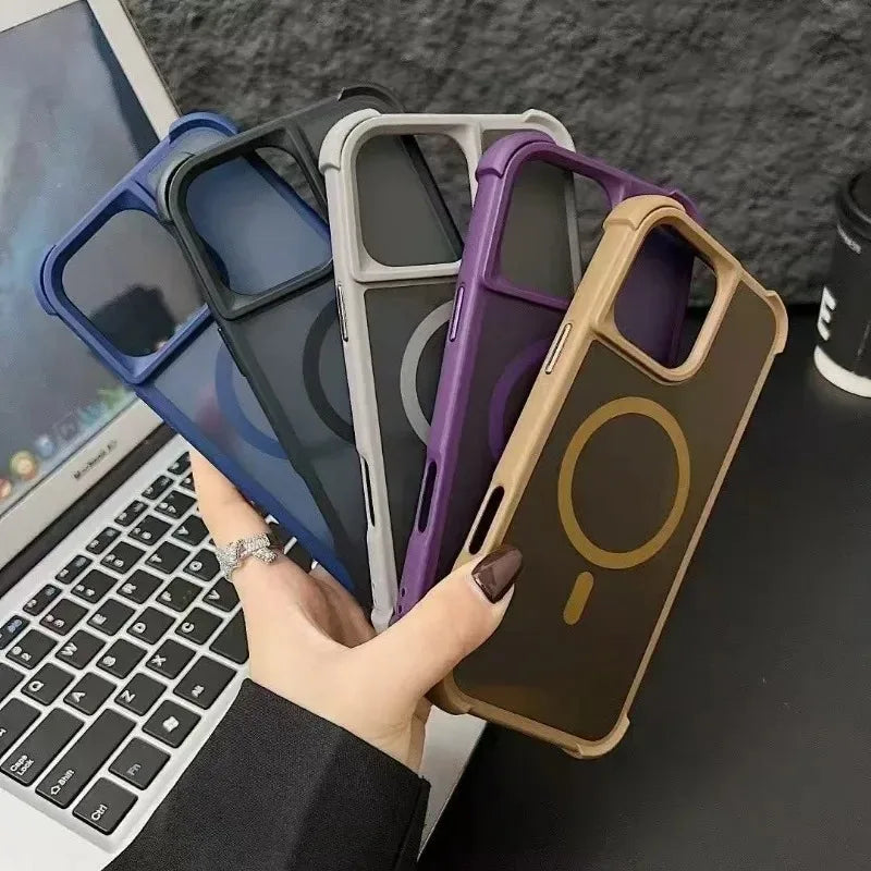 Magnetic Luxury Matte Shockproof Armor Case for iPhone 16–11 Series, MagSafe Ready