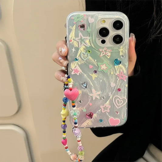 Colorful Stars Glitter Phone Case for iPhone 11–16 Pro Max – Cute & Shockproof