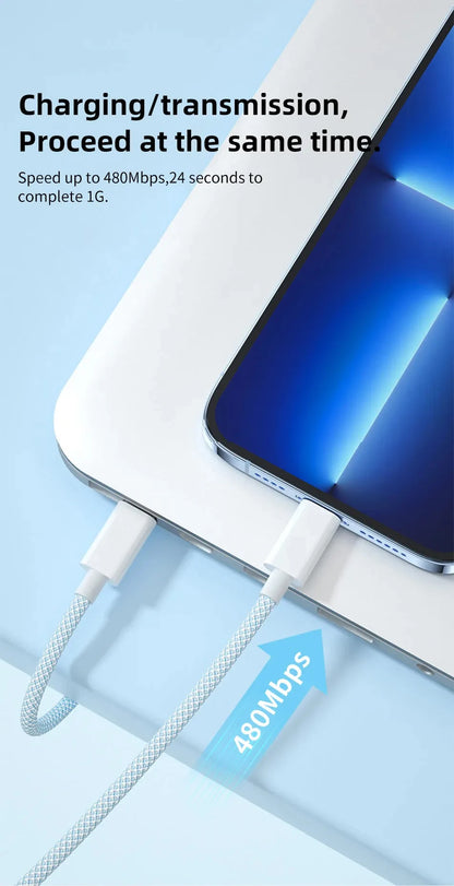 60W 6A USB-C to USB-C Fast Charging Cable – Data & Power for iPhone 15/16 & Android
